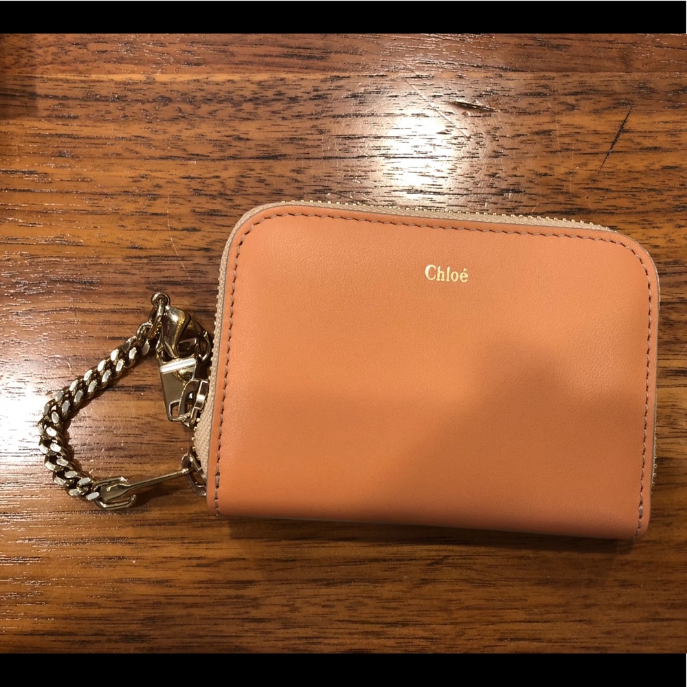 Chloe coral and beige wallet